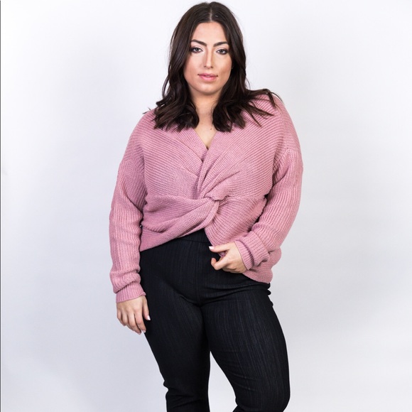 Plus Size Twist Front or Back Sweater - Picture 2 of 5